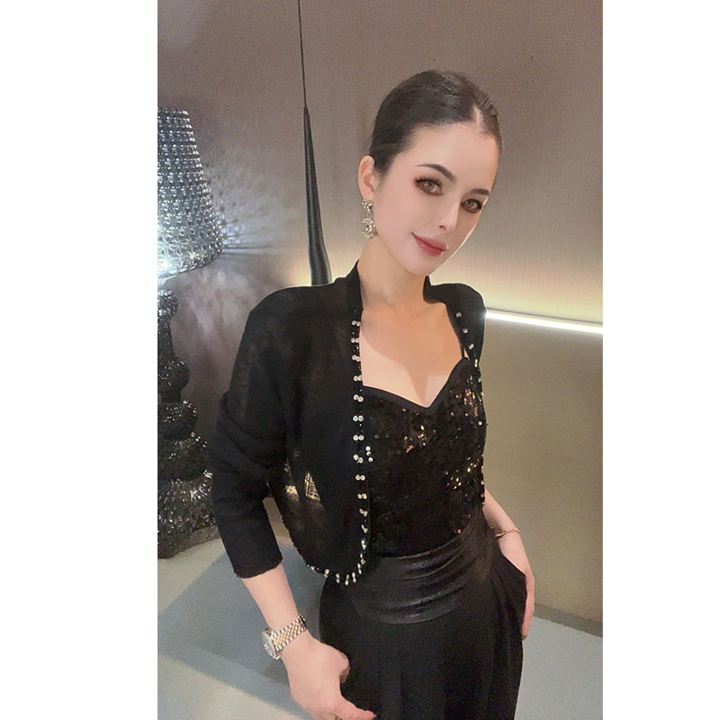 重工缝钻短款针织防晒衣开衫KS30436