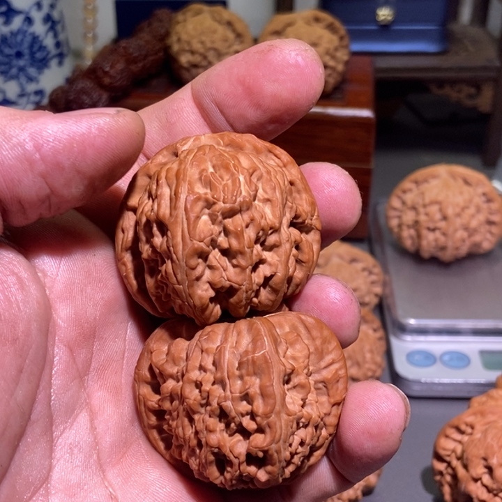 桃核把件小*马白狮子核桃