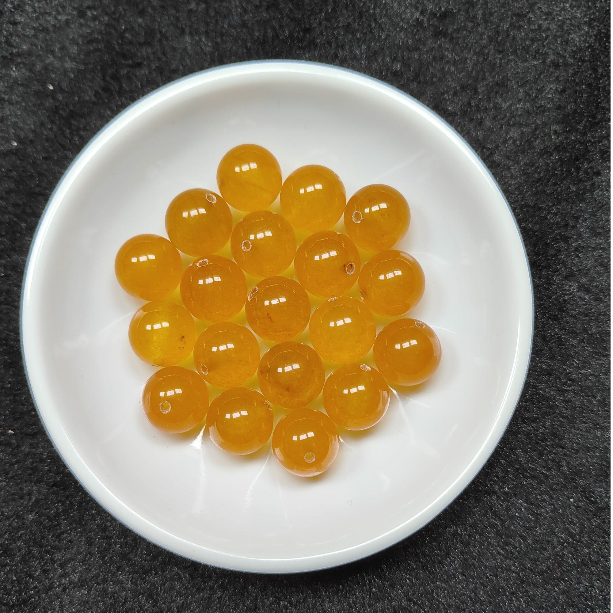 天然散珠 鸡油黄 14mm （赠弹力绳） H007