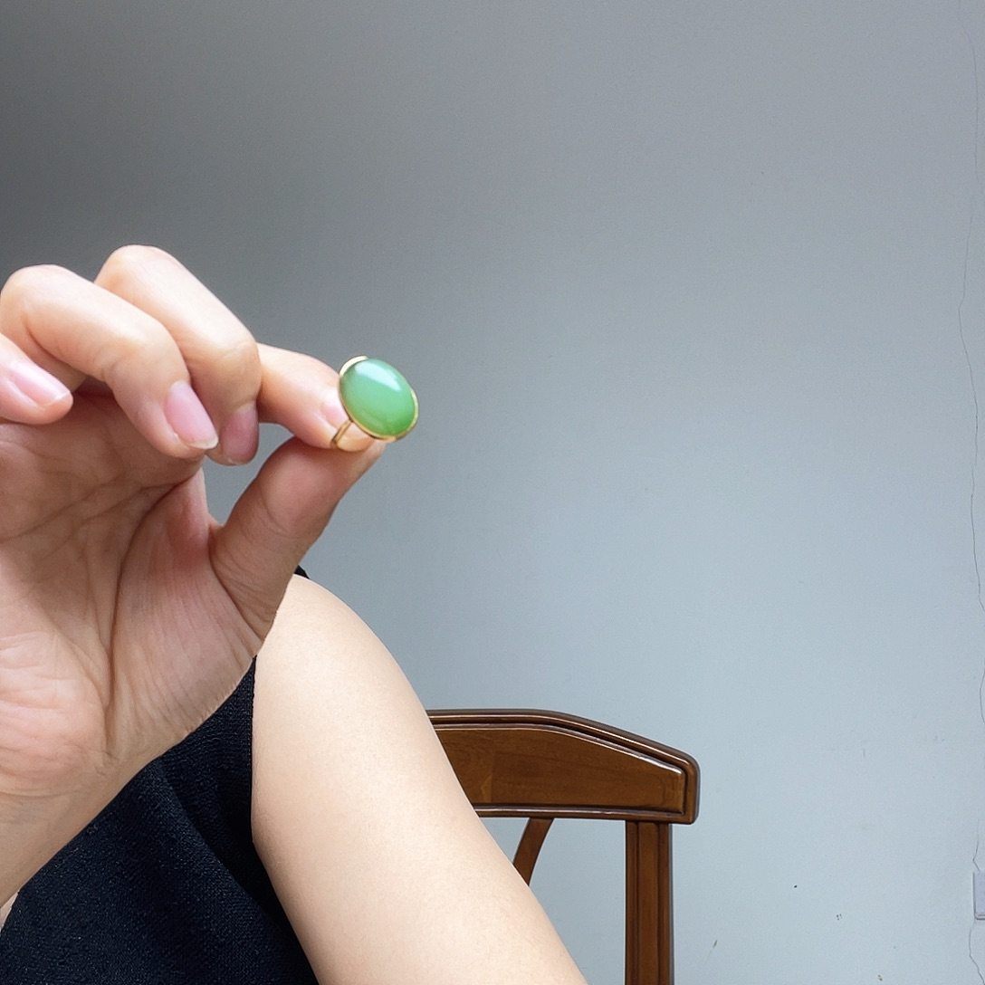 和田玉戒指银S925镶嵌