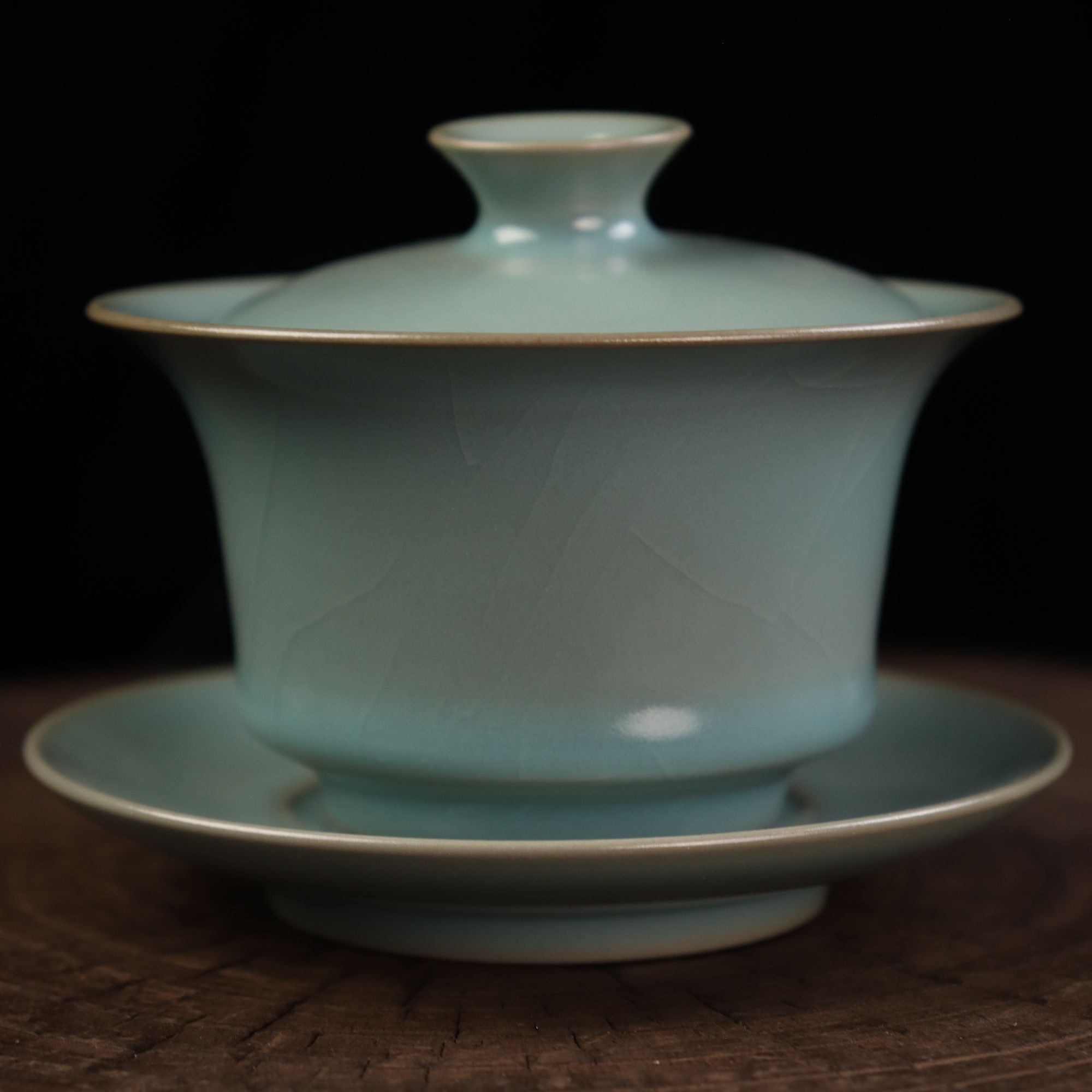 【小马蹄】汝州原产地原矿仿古青一马蹄盖碗全手工支钉开片可养陶瓷