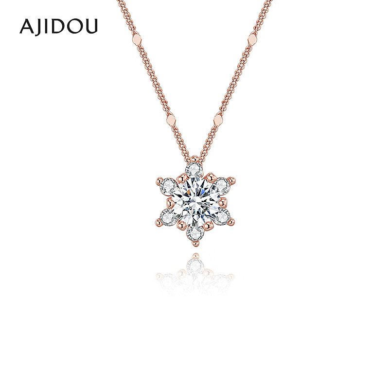 铜合金合成锆石项链 AJIDOU阿吉豆项链女款花朵闪耀锁骨链
