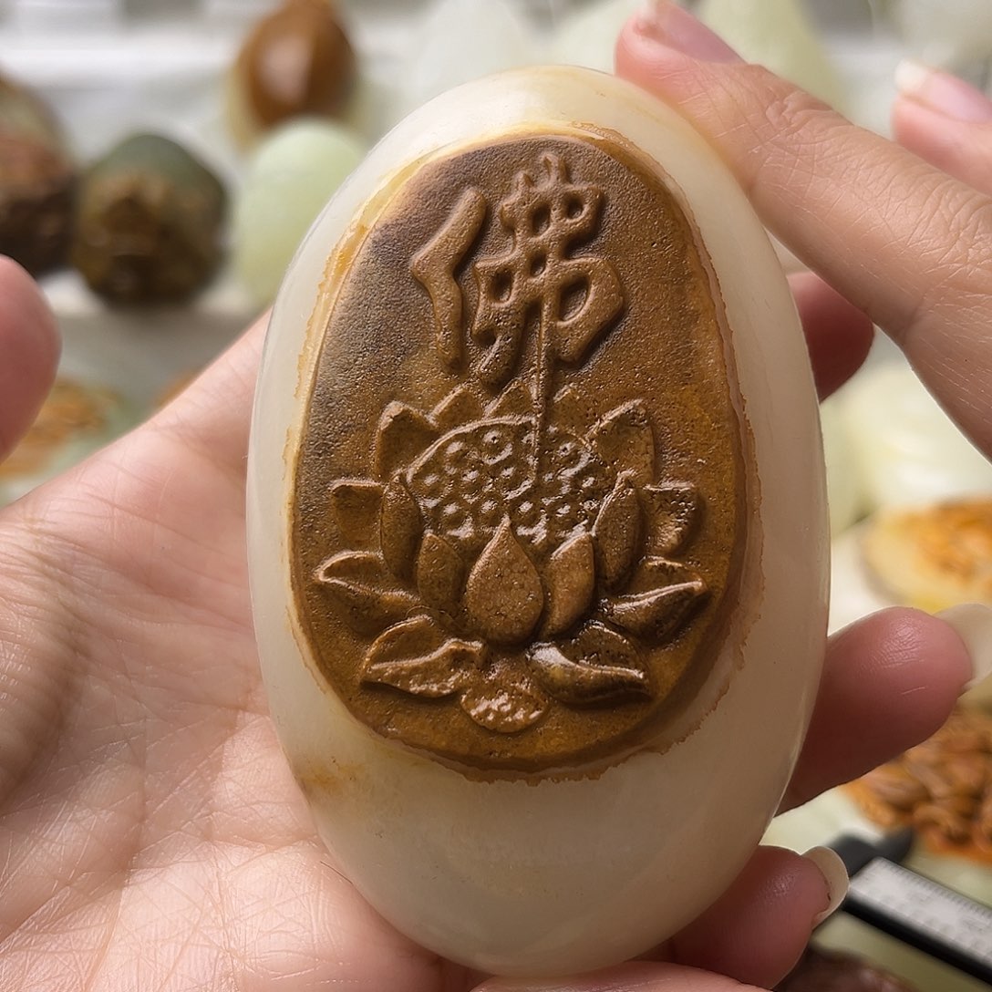 石材古青石不退换佛莲微瑕