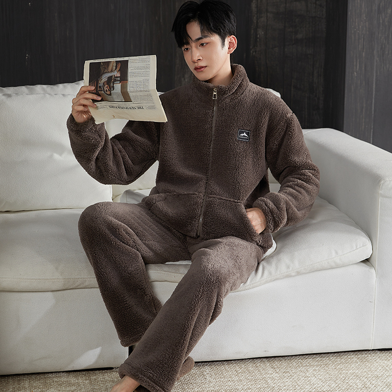 雪中飞情侣款睡衣男女同款秋冬季珊瑚绒加厚加绒可外穿家居服套装