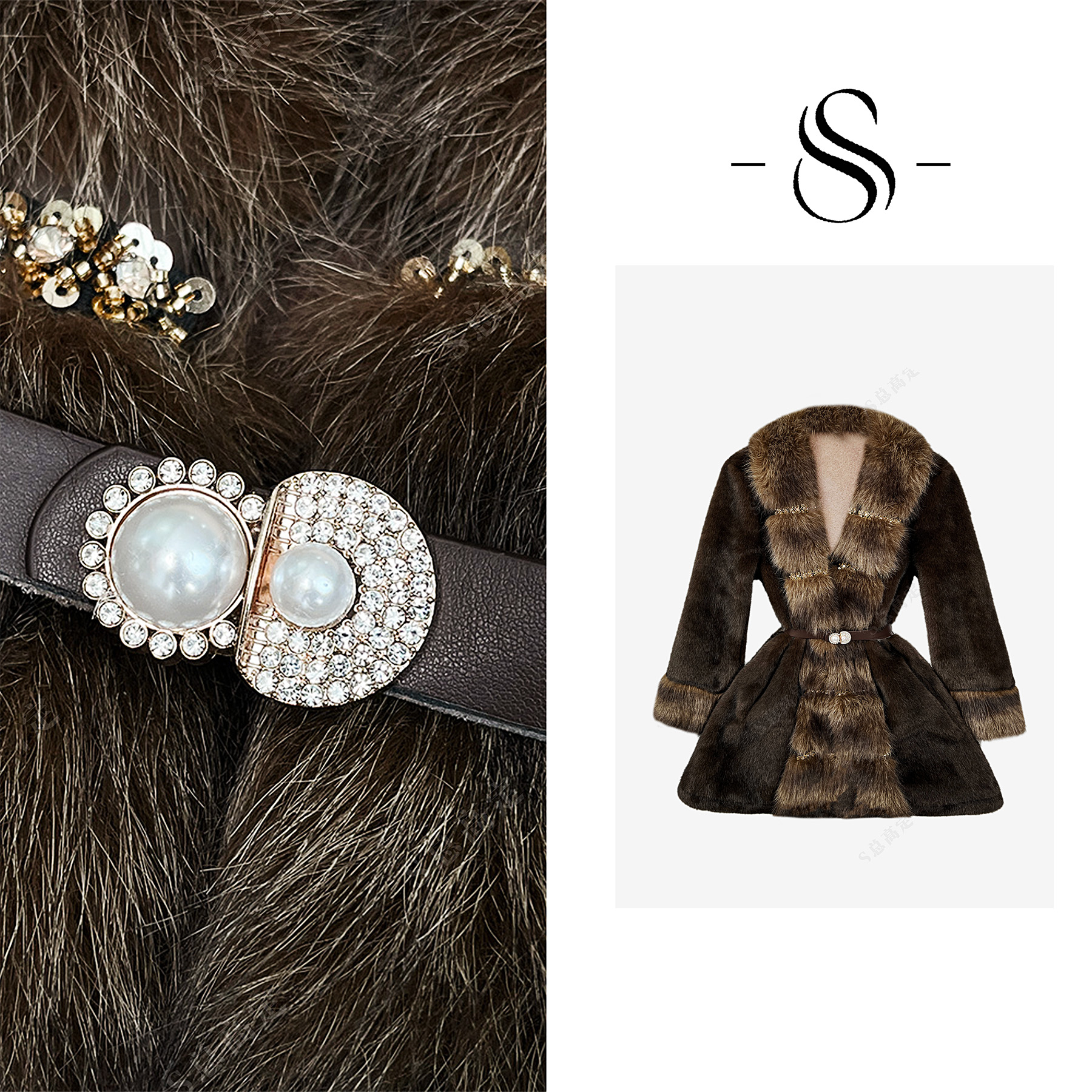 【莎总专属】冬季新款贵气名媛风束腰显瘦气质百搭外套女D0272