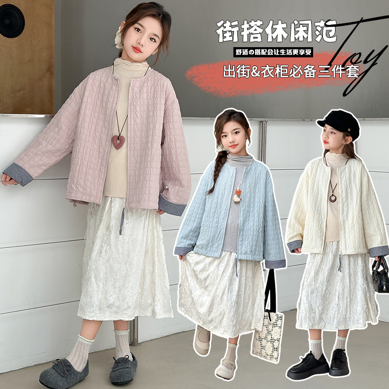 女童拉链春季包袖常规短款圆领短外套秋季休闲春秋甜美风儿童宝宝