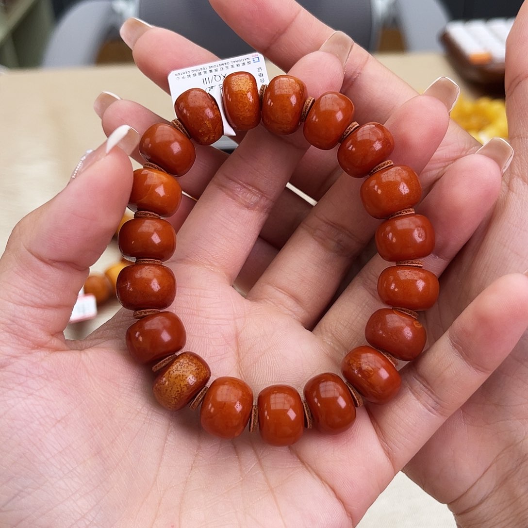 未镶嵌琥珀手链14m古董蜡