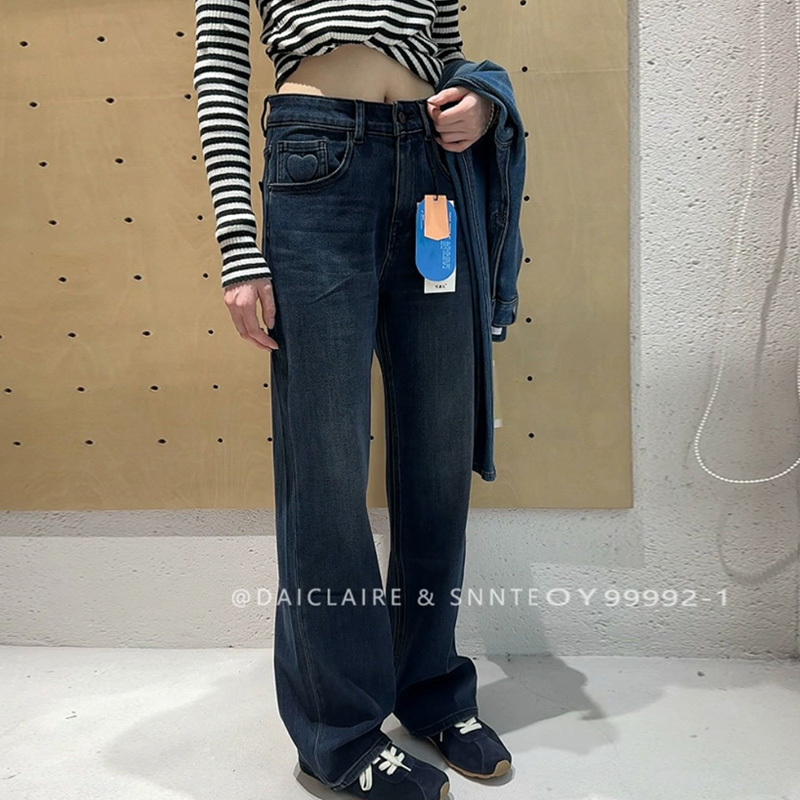 代嘉儿daiclaire新款99992秋款高腰牛仔裤显瘦窄版阔腿裤拖地裤女
