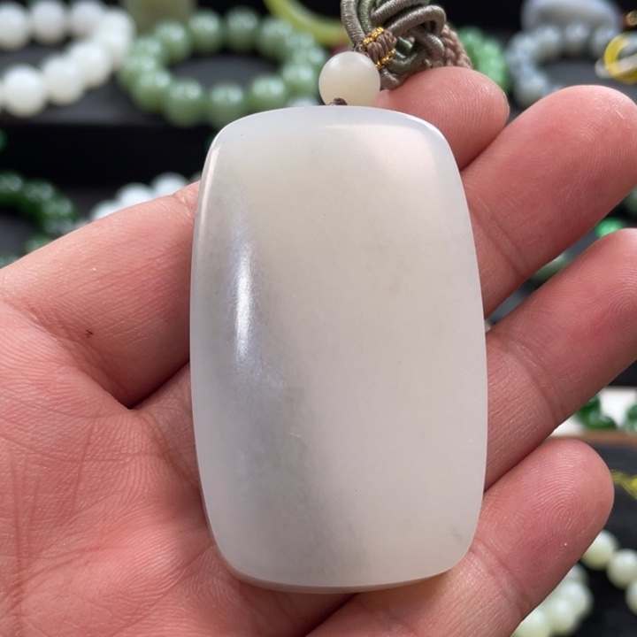 和田玉未镶嵌吊坠(不含链)新疆黑山山流水青花子36无事牌