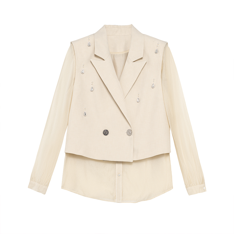 【媛媛专属】商场同款新品拼接假两件设计衬衫马甲N203A31010A