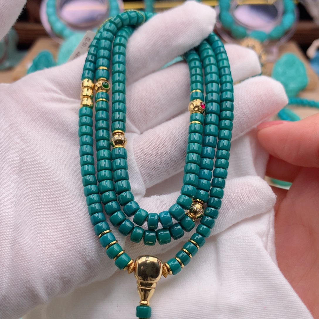 绿松石珠宝奇石18K金镶嵌