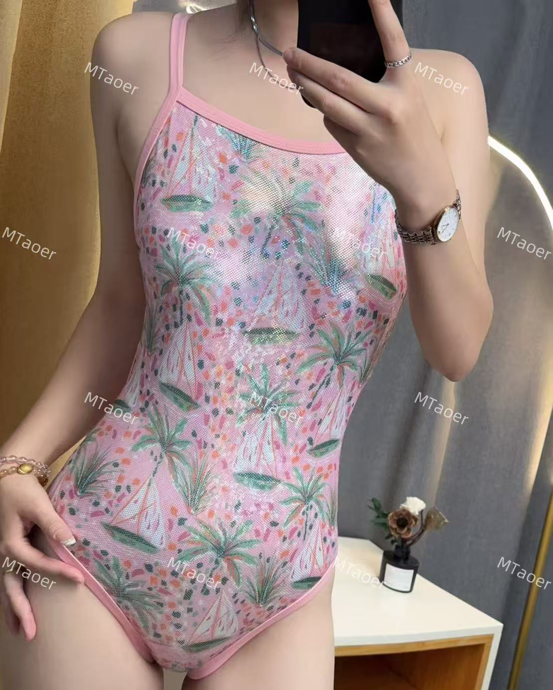 MTaoer【树与船】成人女士遮肉显瘦显白固定杯高级感女士泳衣竞速