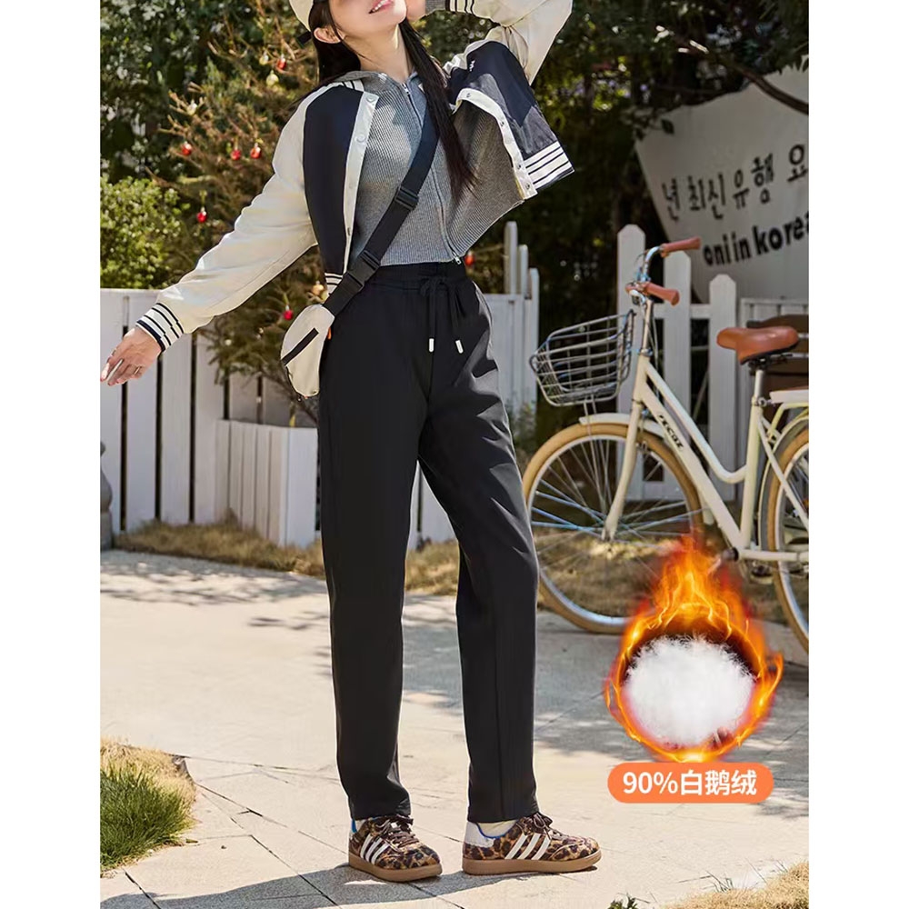 抽绳高级感通勤保暖秋冬显瘦舒适休闲裤X27861