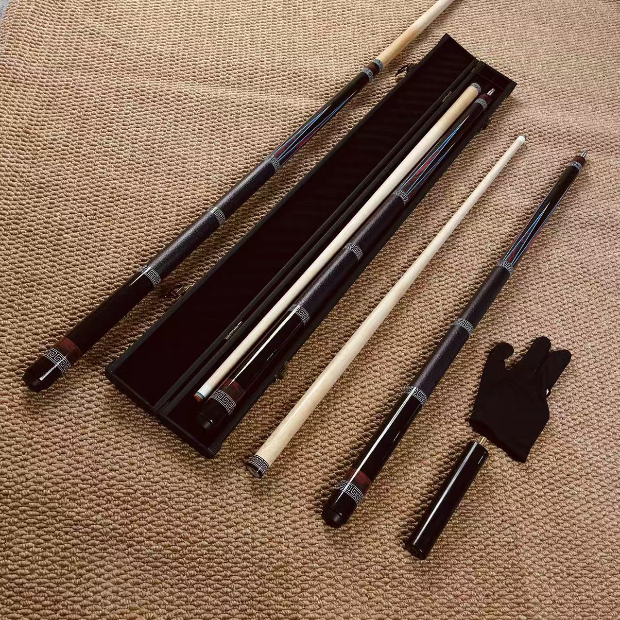 手工分体大头枫木台球杆适用于中式黑八九球