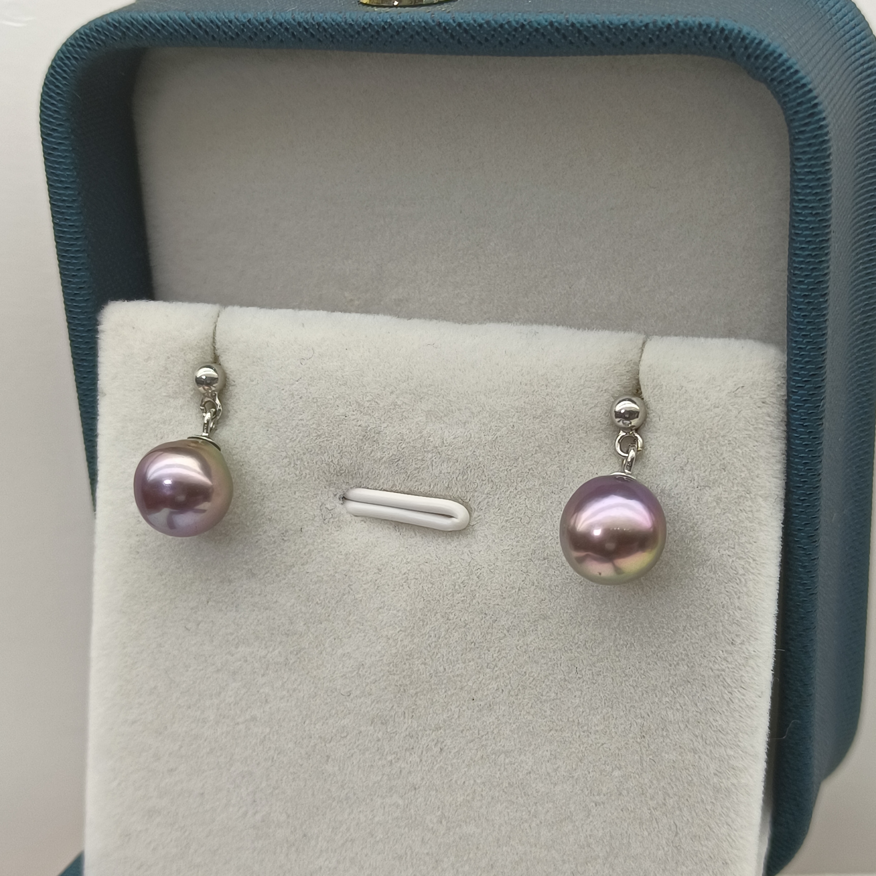 【瑞米珍珠】淡水紫珠巴洛克极光S925银耳钉8-9mm（多样性发）