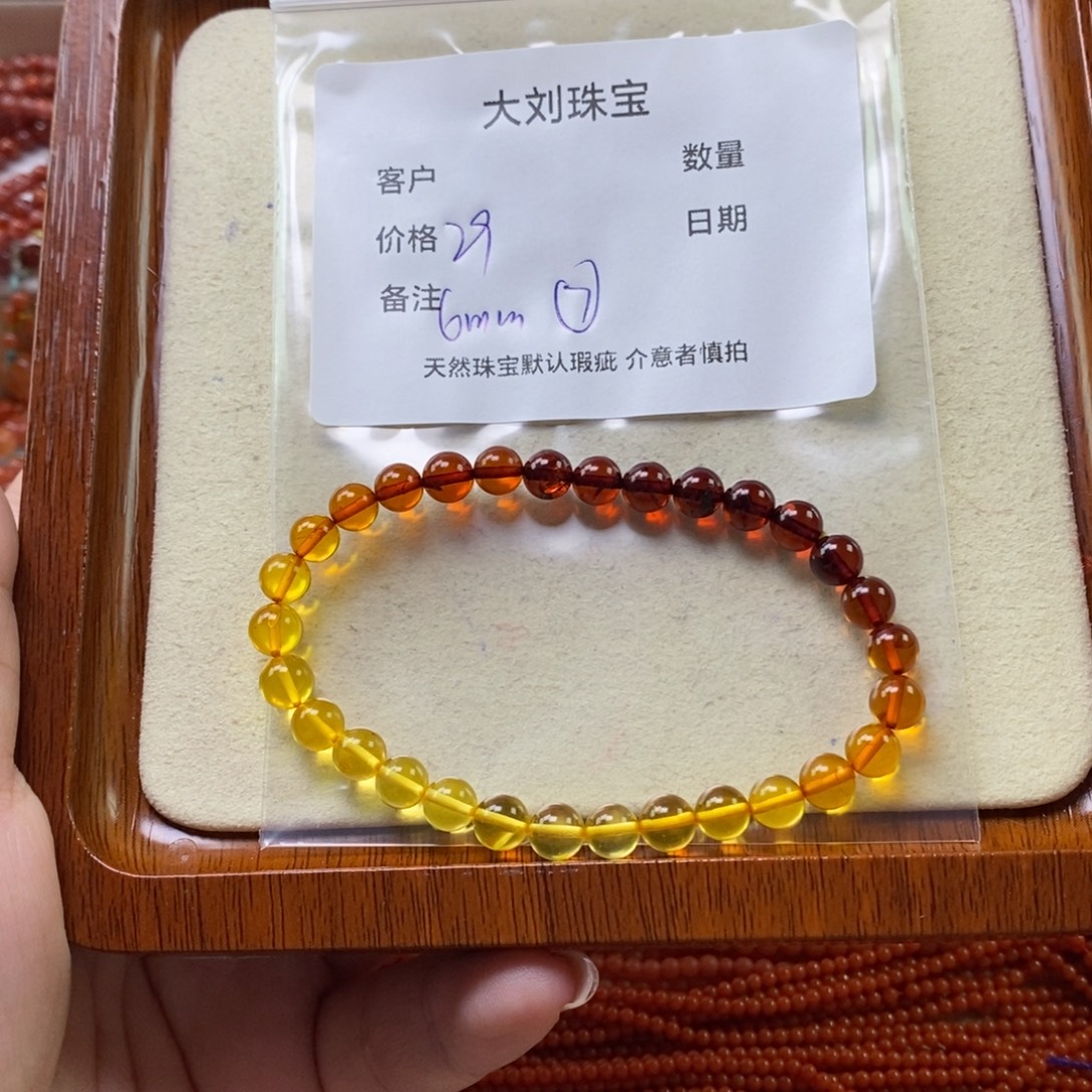 琥珀未镶嵌手链6mm
