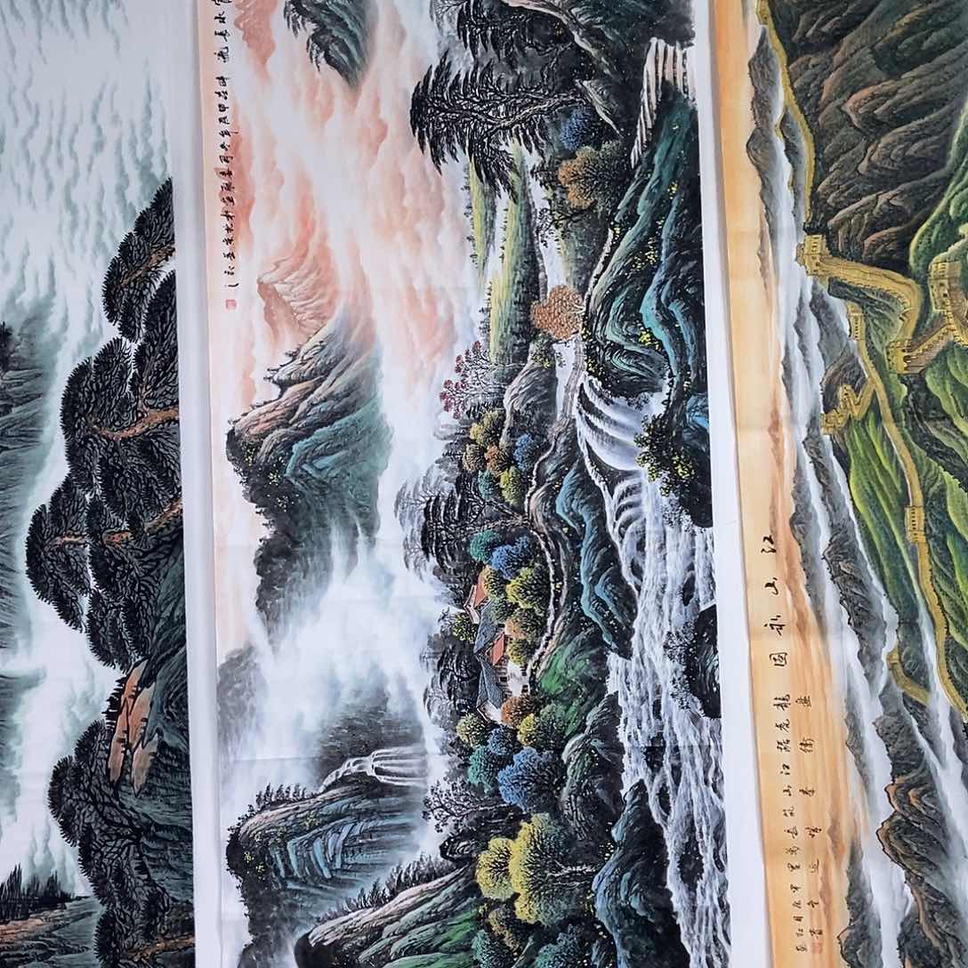 国画小八尺山水一副