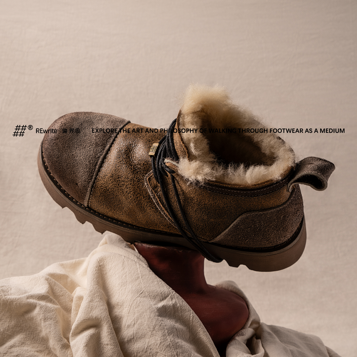 REwrite编界®「烈」 厚底真皮羊毛一体中帮雪地靴加厚秋冬