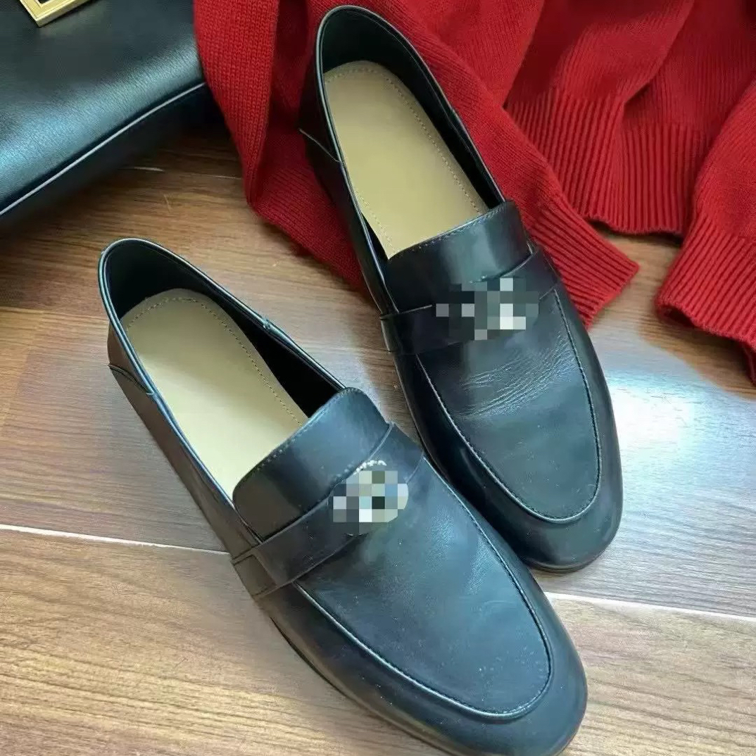 【苏茵】小香牛皮乐福鞋真皮金属扣英伦风单鞋软底一脚蹬小皮鞋女