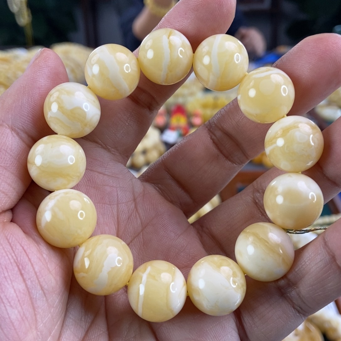 琥珀珠宝奇石未镶嵌16+虎皮妖花同料串30.67