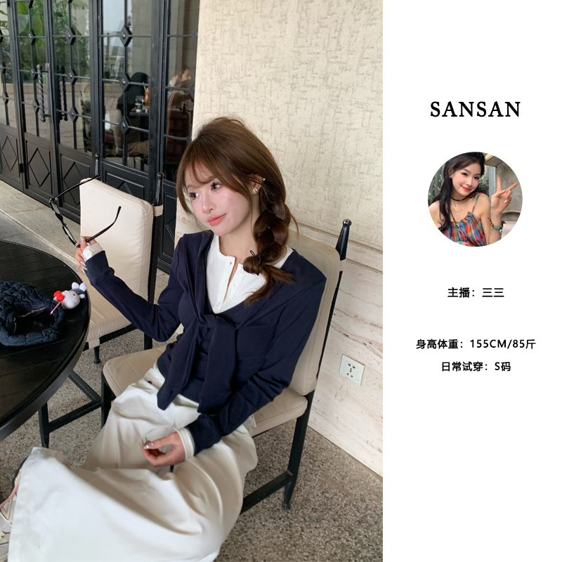 【三三】（早春浪漫）春季薄款修身显瘦假两件长袖内搭打底衫上衣