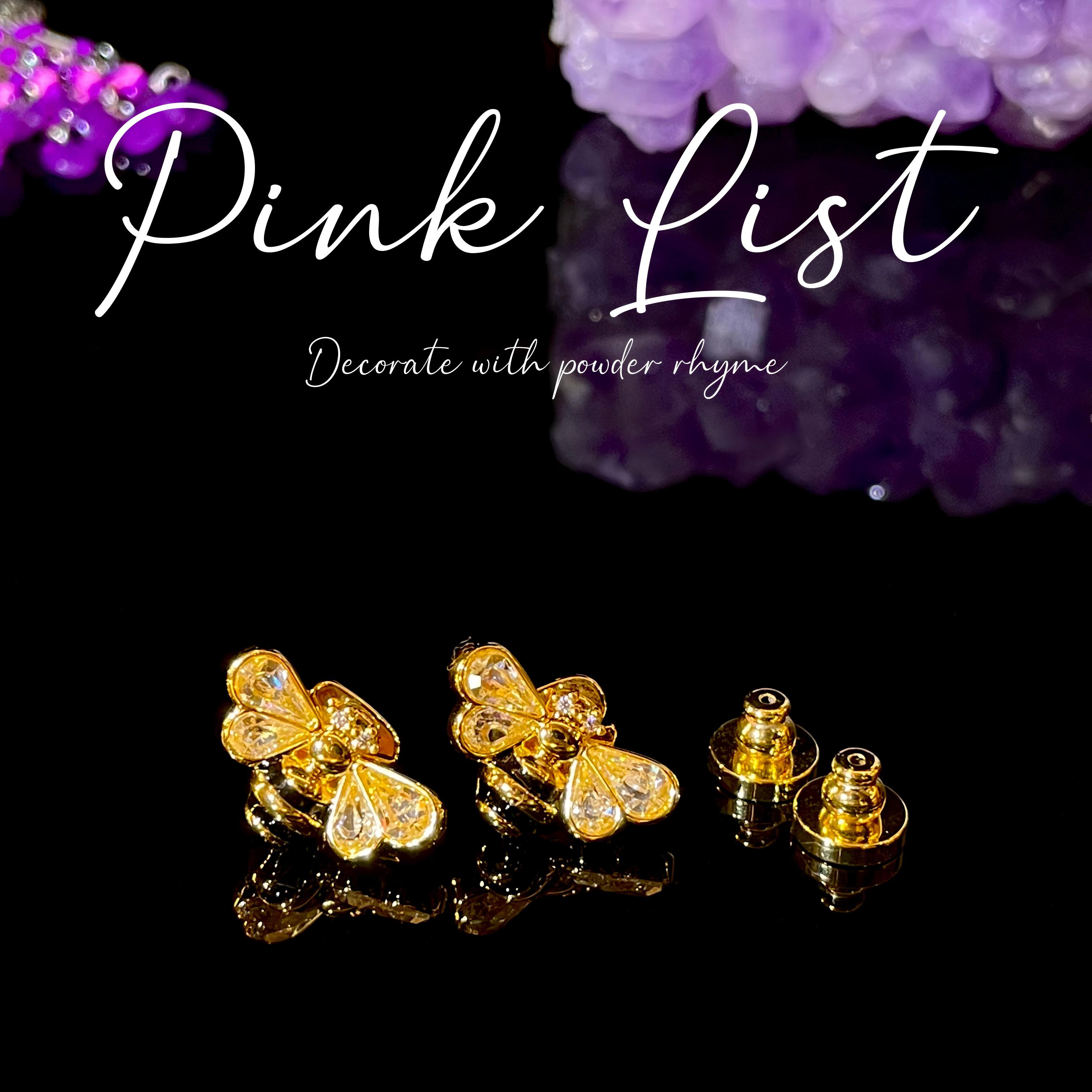 铜合金亚克力耳饰 镀K金 迪拜撤柜 PINK LIST铜合金耳环 B038
