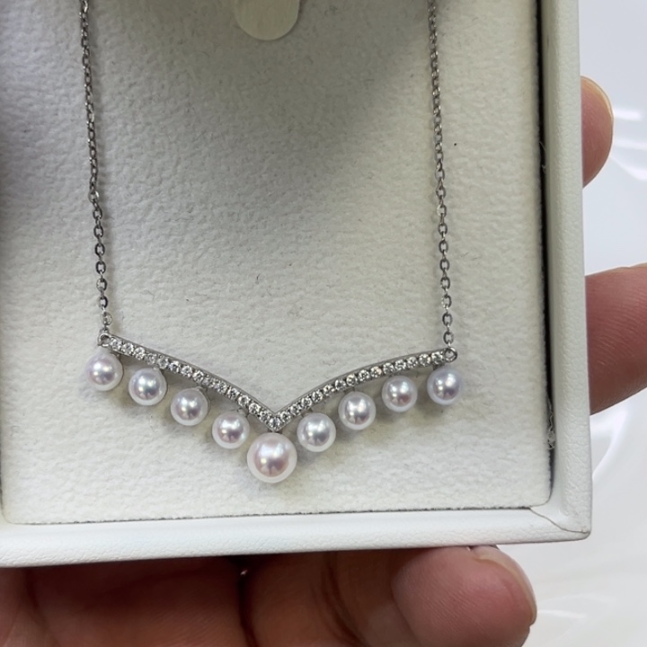 淡水珍珠颈饰银S925镶嵌饼*嗷