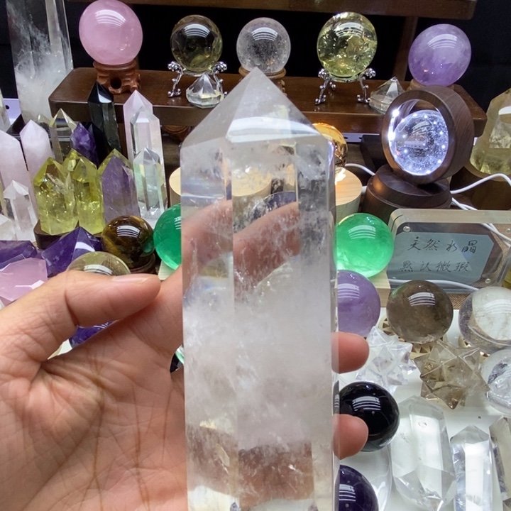水晶摆件未镶嵌天然白水晶柱