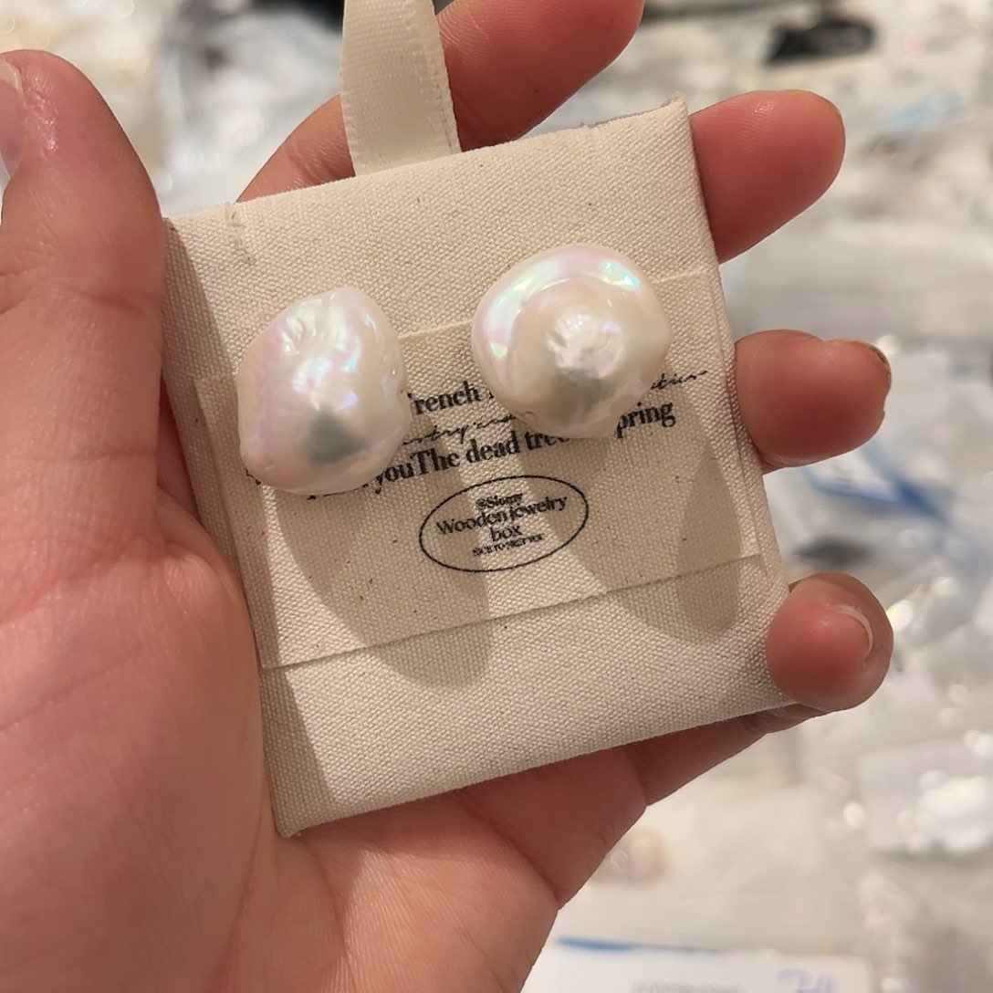 淡水珍珠耳饰银S925镶嵌