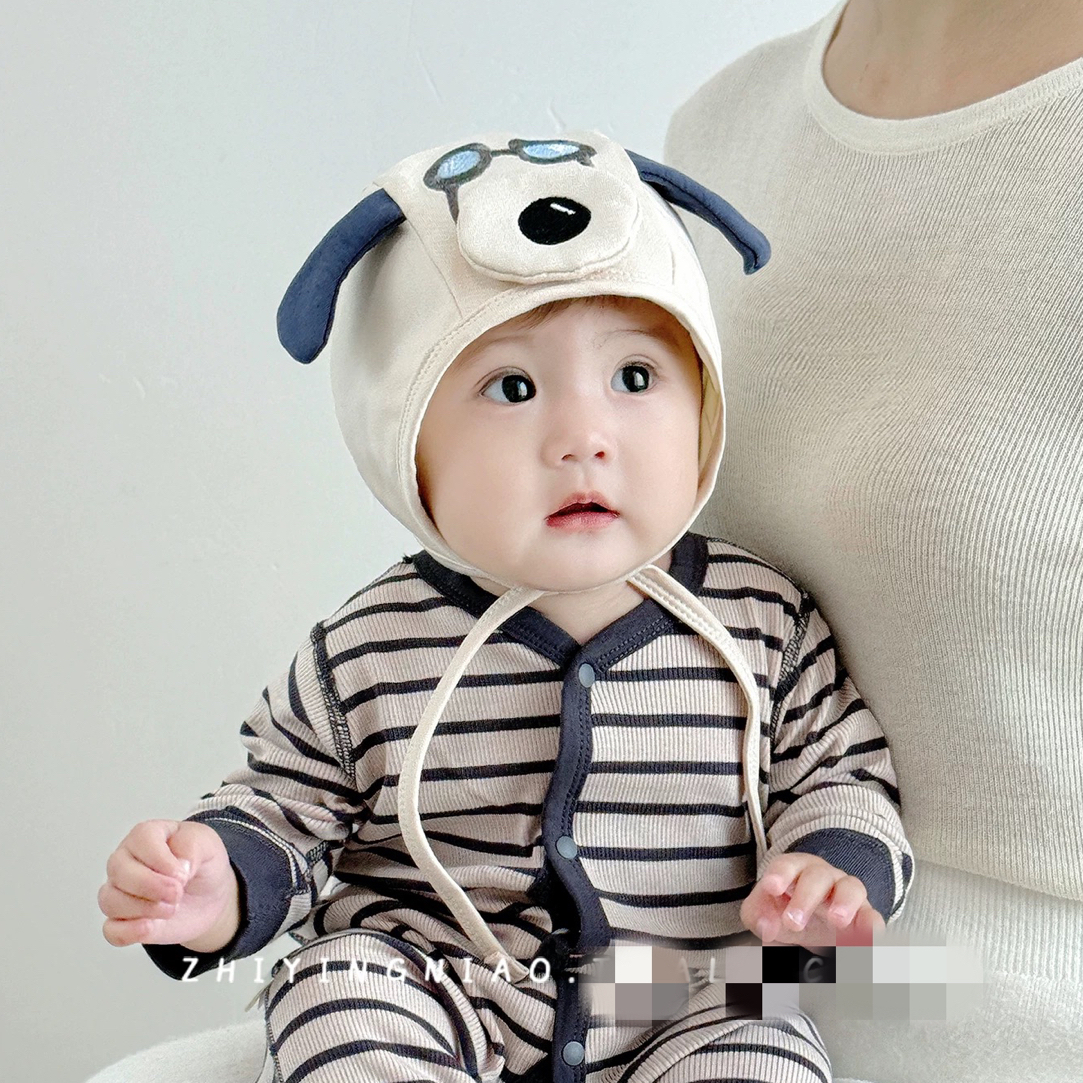 婴儿帽子春秋季婴幼儿小月龄护耳帽可爱超萌包头帽卡通宝宝囟门帽