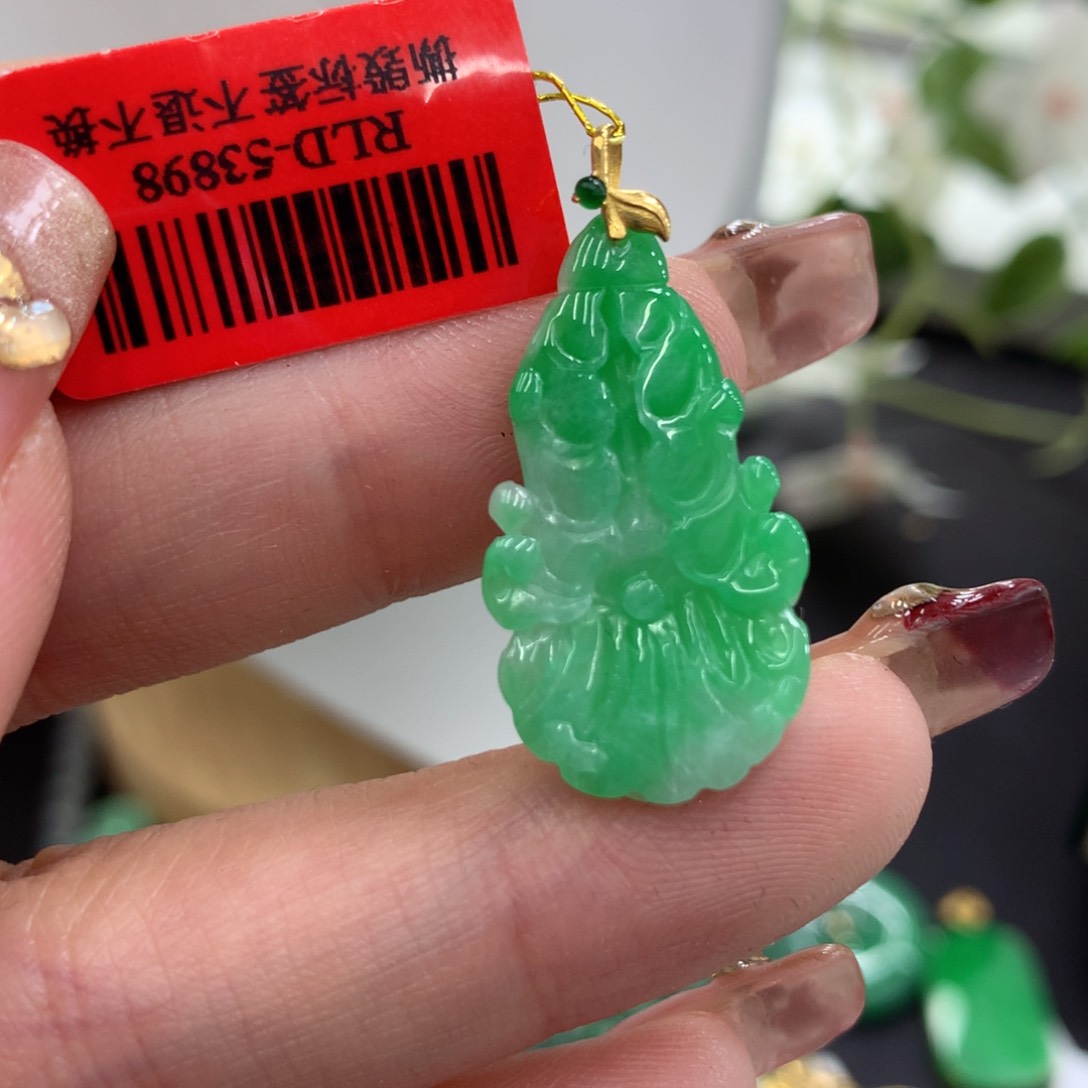 翡翠吊坠(不含链)18K金镶嵌