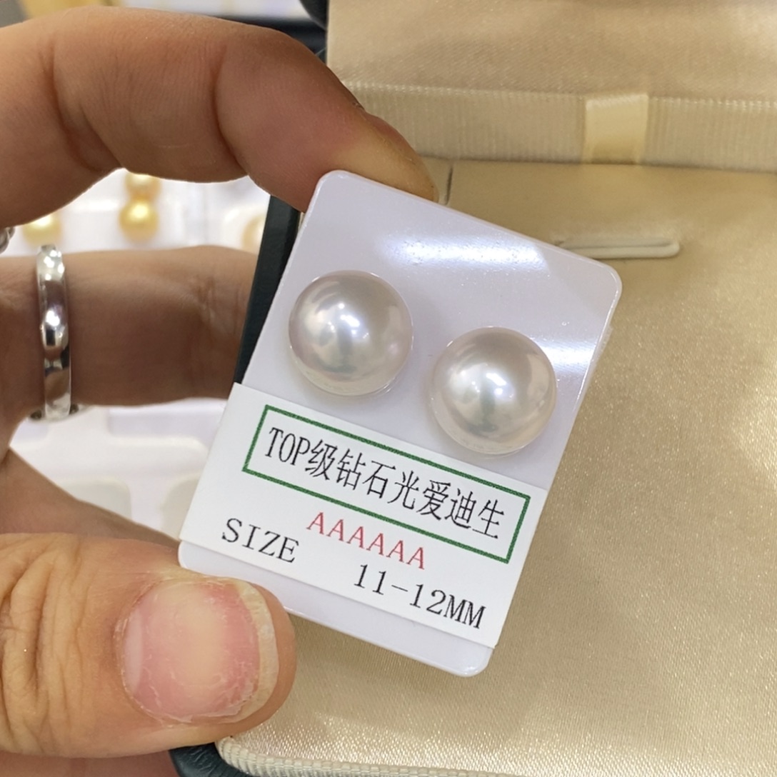 耳饰银S925镶嵌淡水珍珠11.2