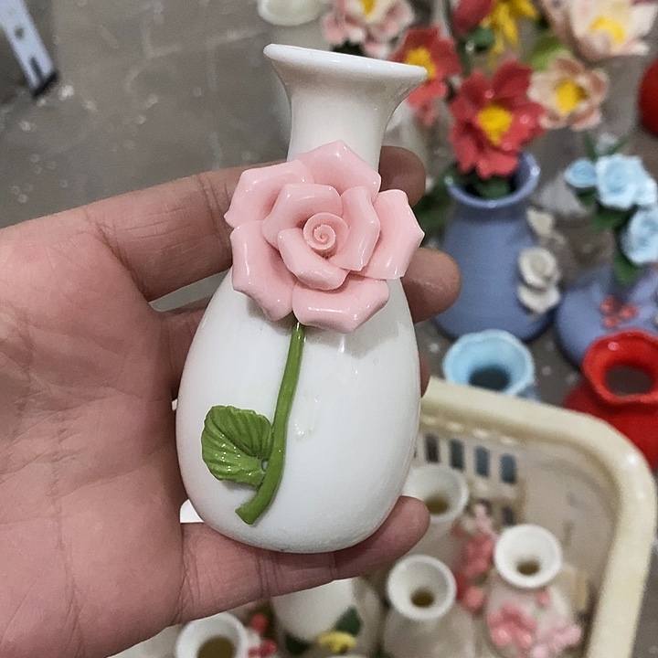 瓷片纯手工陶瓷花摆件瑕