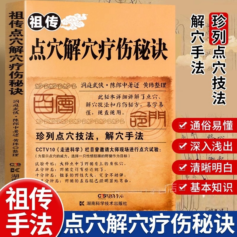 正版 祖传点穴解穴疗伤秘诀老中医点穴奇术武功治病点穴解穴