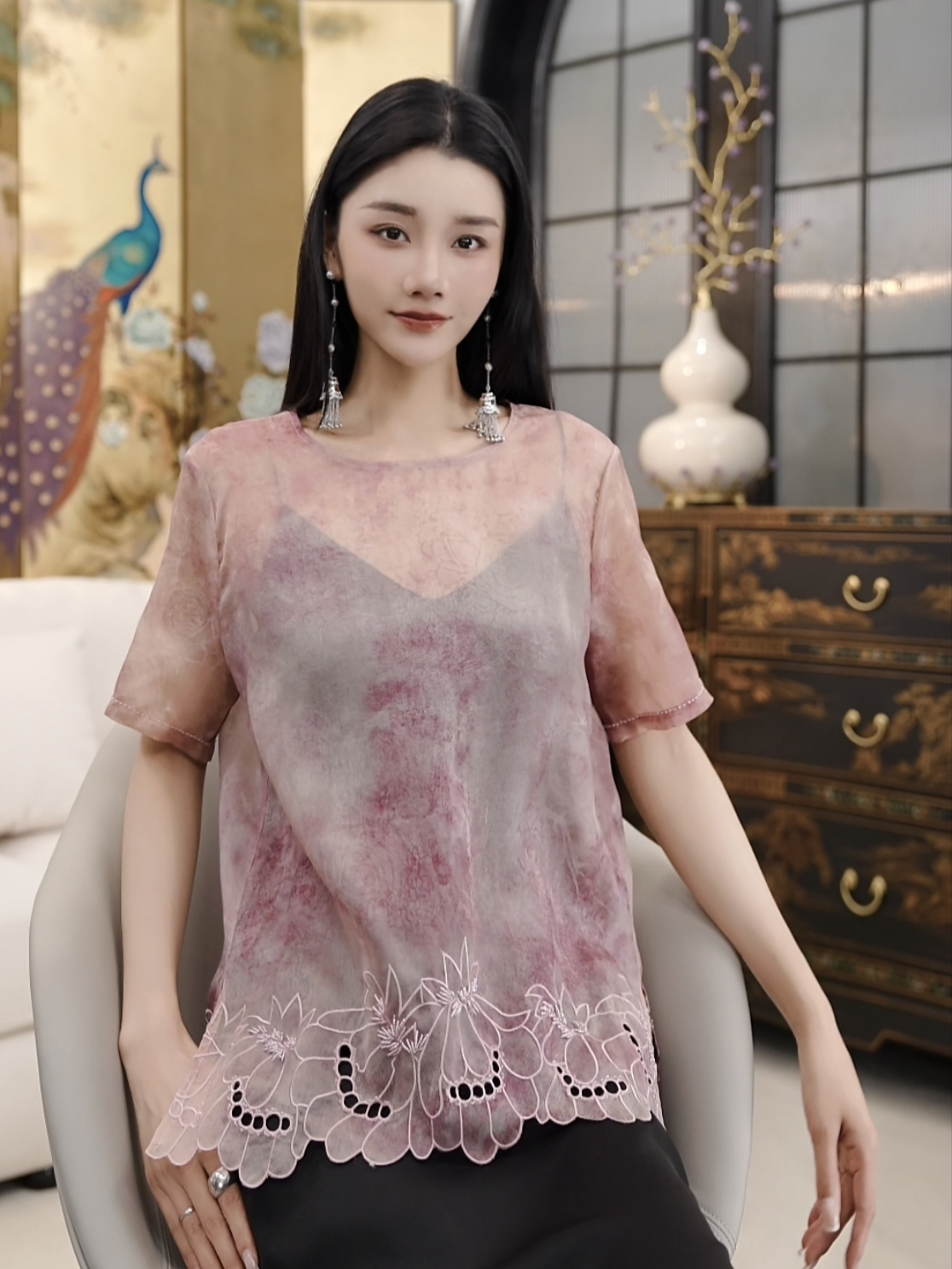 Betty Bairn【墨染花衣】高定系列桑蚕丝水墨上衣25B-BW9958