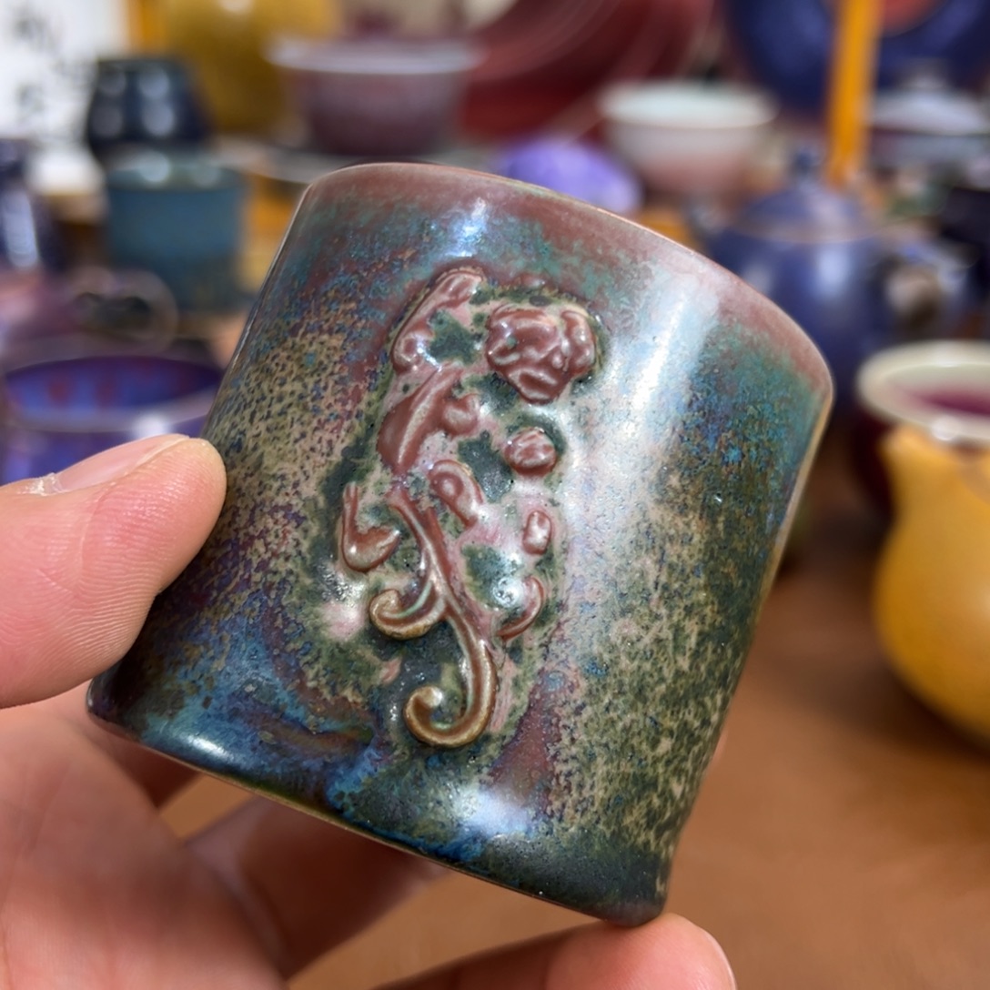 摆件瓷神垕钧瓷原矿釉清货微微瑕