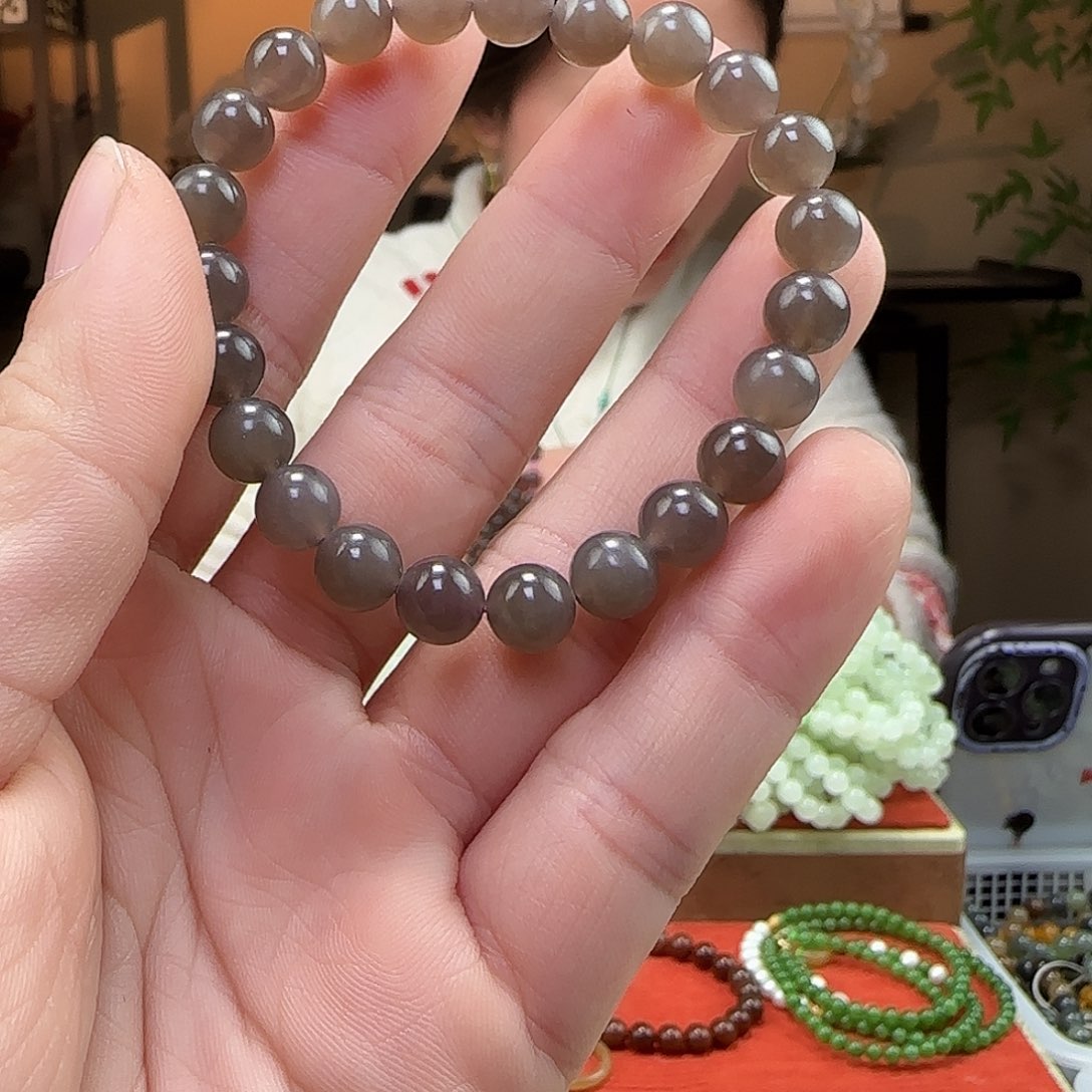 和田玉手链未镶嵌卡8mm