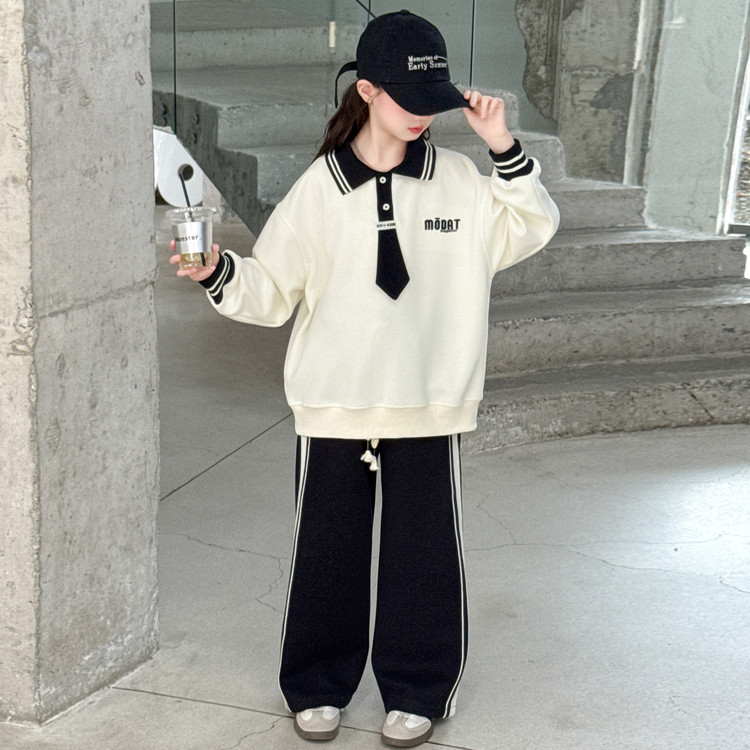 女童春秋套装2025新款女大童秋季韩系卫衣牛仔裤女孩休闲两件套潮