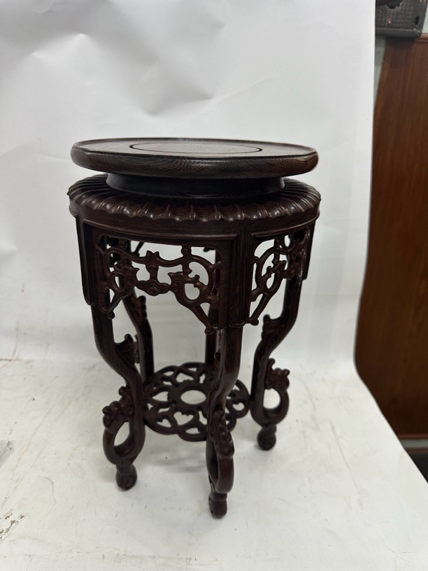 鸡翅木凤头几直径20高35