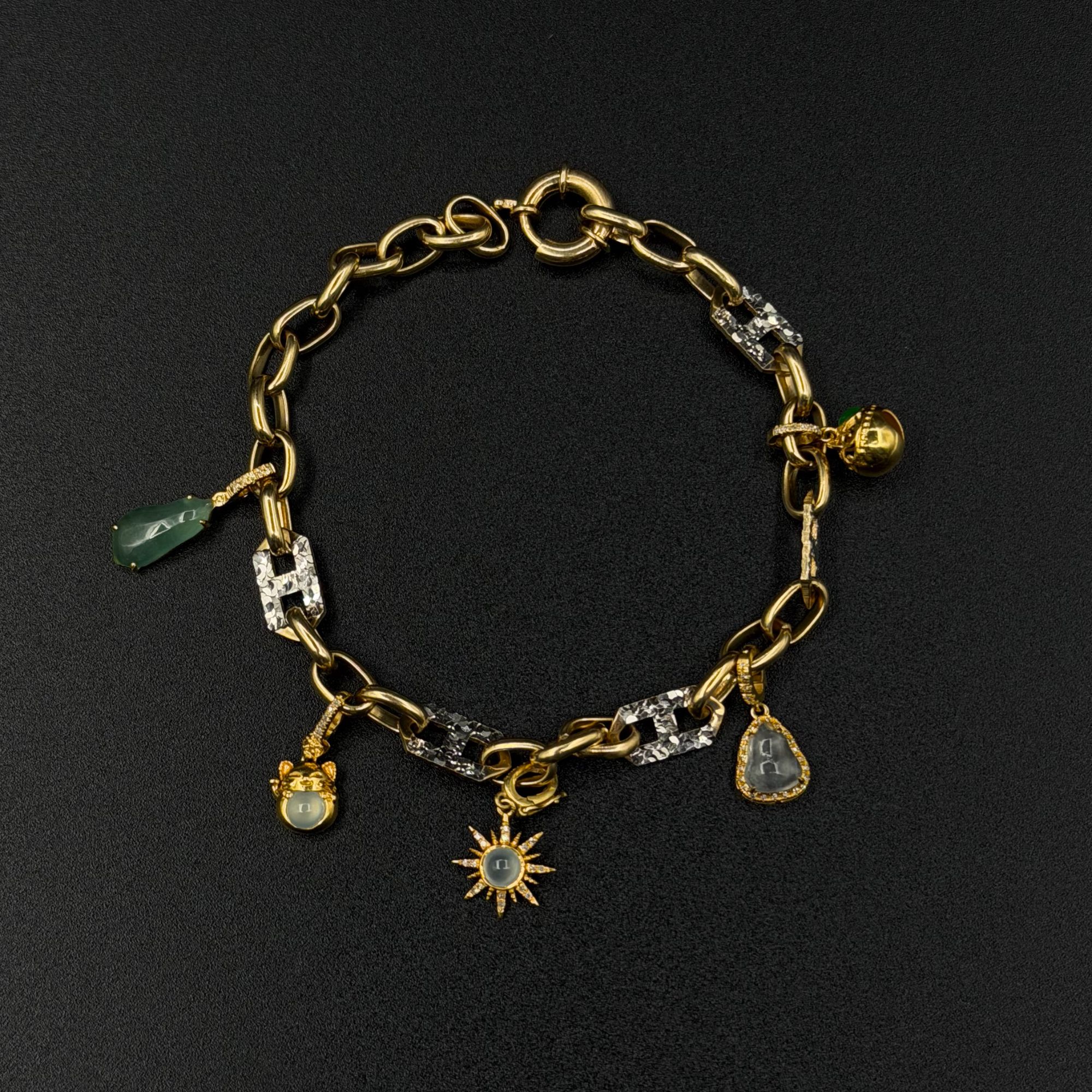 【见山 | 寄售】翡翠多宝18k金手链