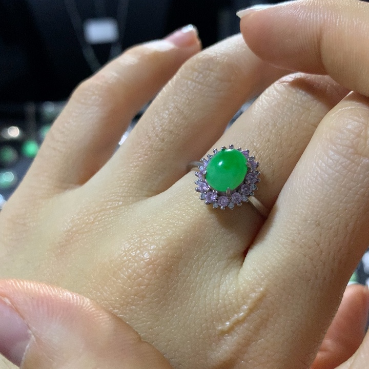 翡翠银S925镶嵌戒指