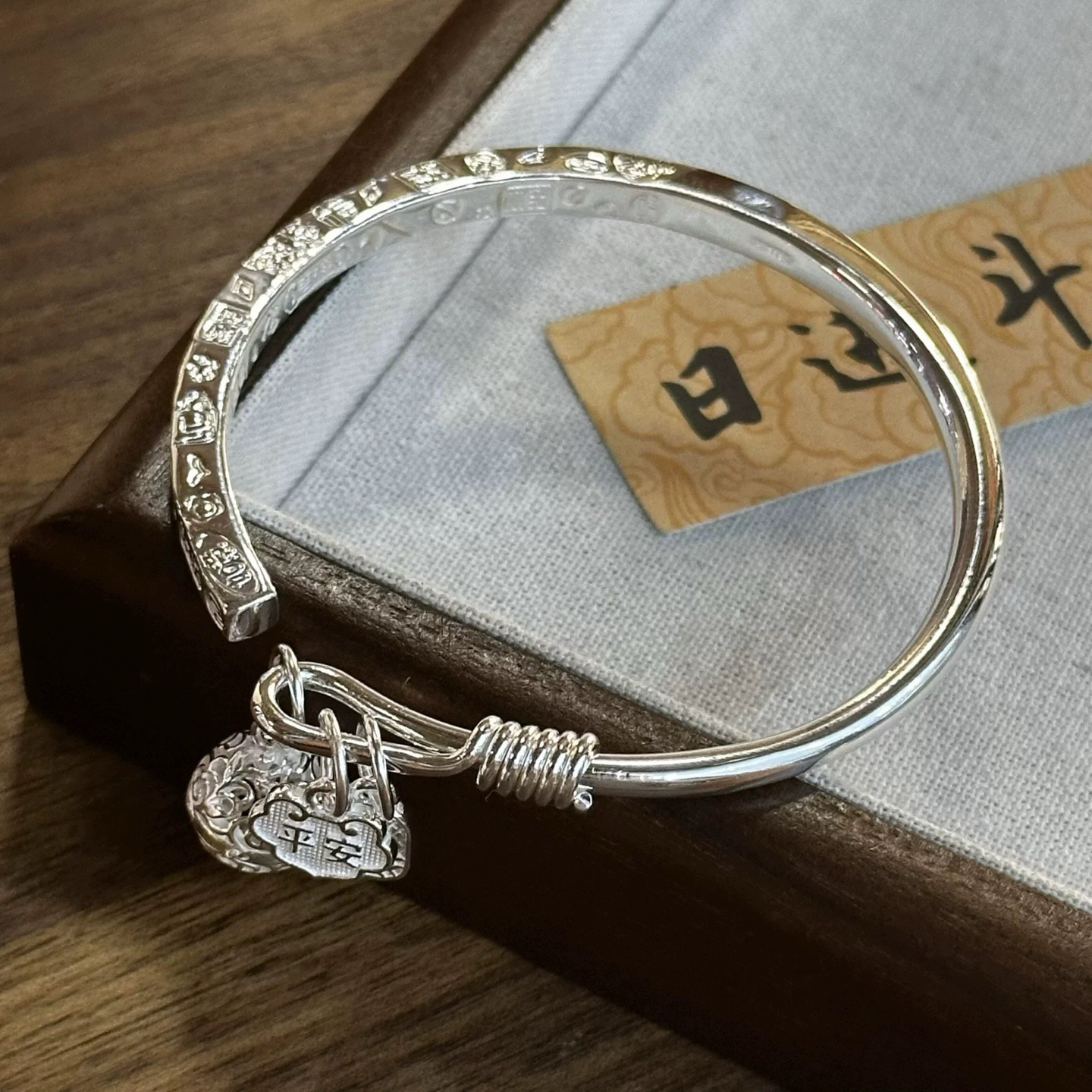 足银手镯 吉言宫铃筷子镯手工民族风开口百搭女款小众时尚