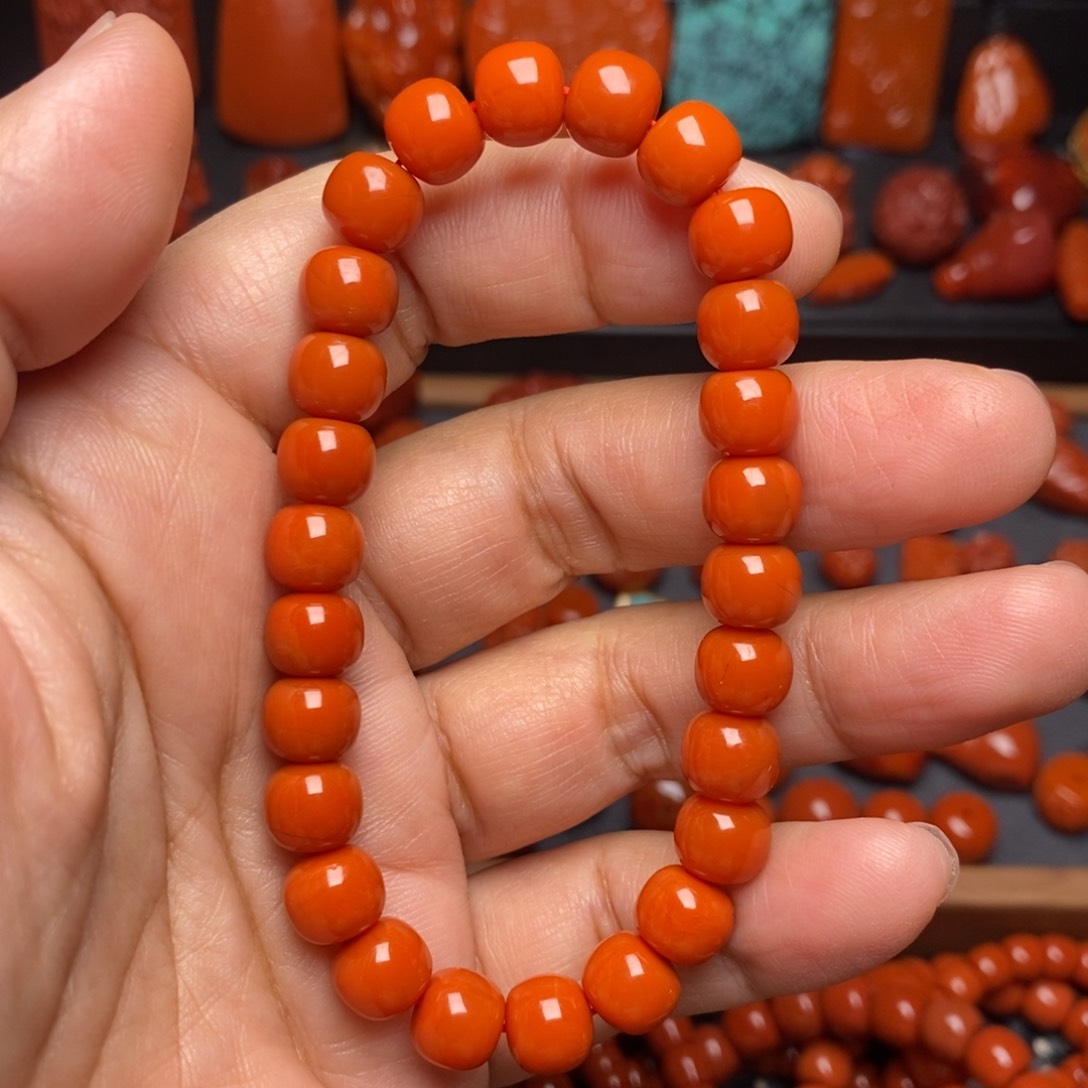 南红玛瑙配饰未镶嵌老型手串