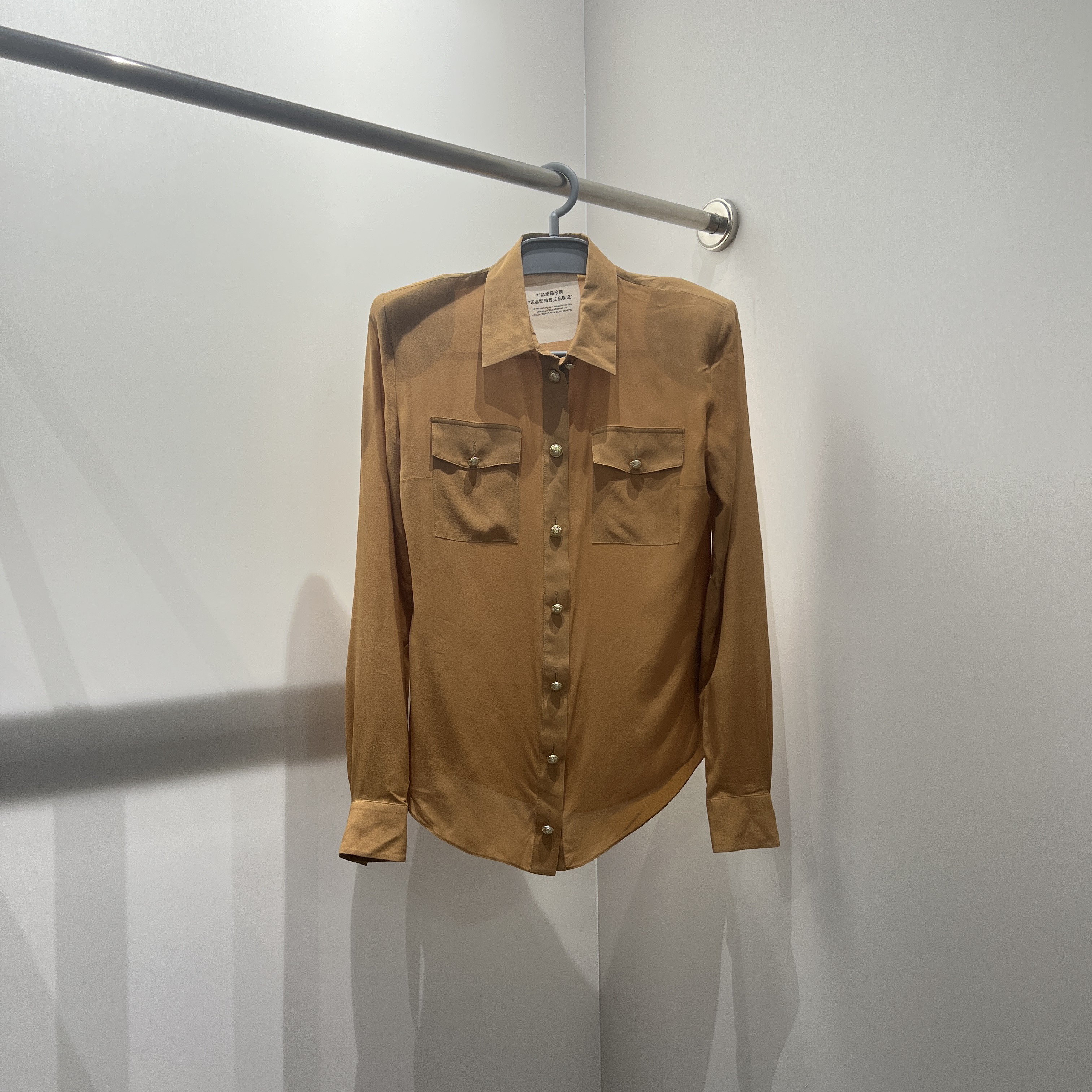 99新 BALMAIN/巴尔曼 aa337/纽扣长袖宽松衬衫 桑蚕丝 36码