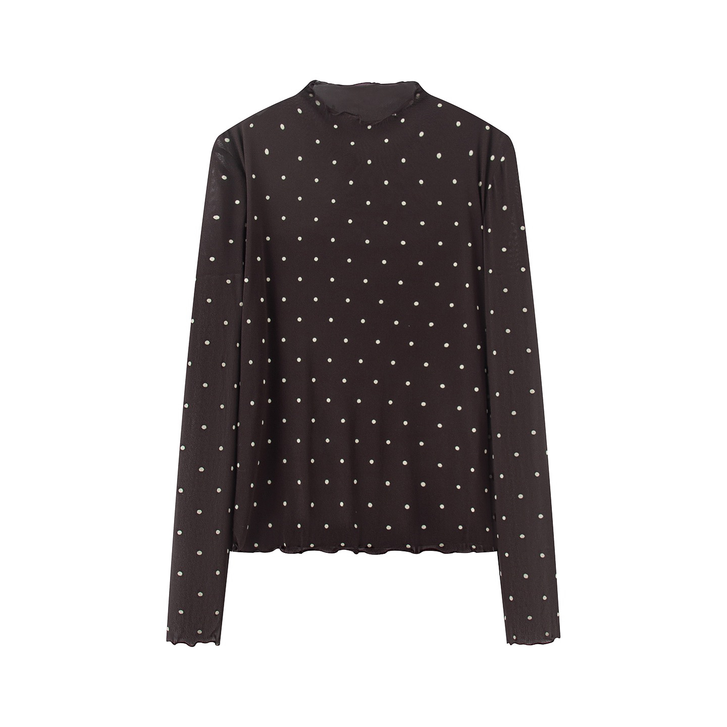 迪家蕾丝韩系波点打底套头设计师修身0719高领打底衫秋冬上衣