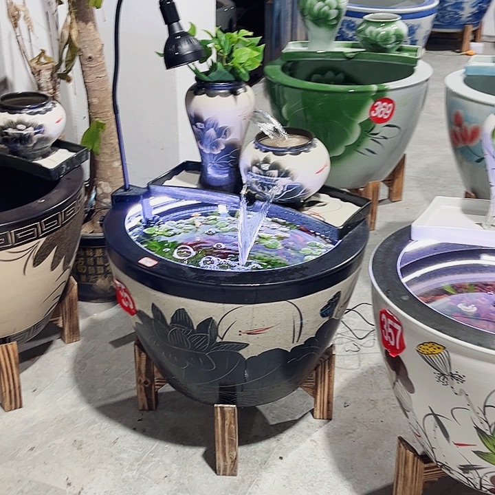 ****媛景德镇陶瓷鱼缸艺术流水