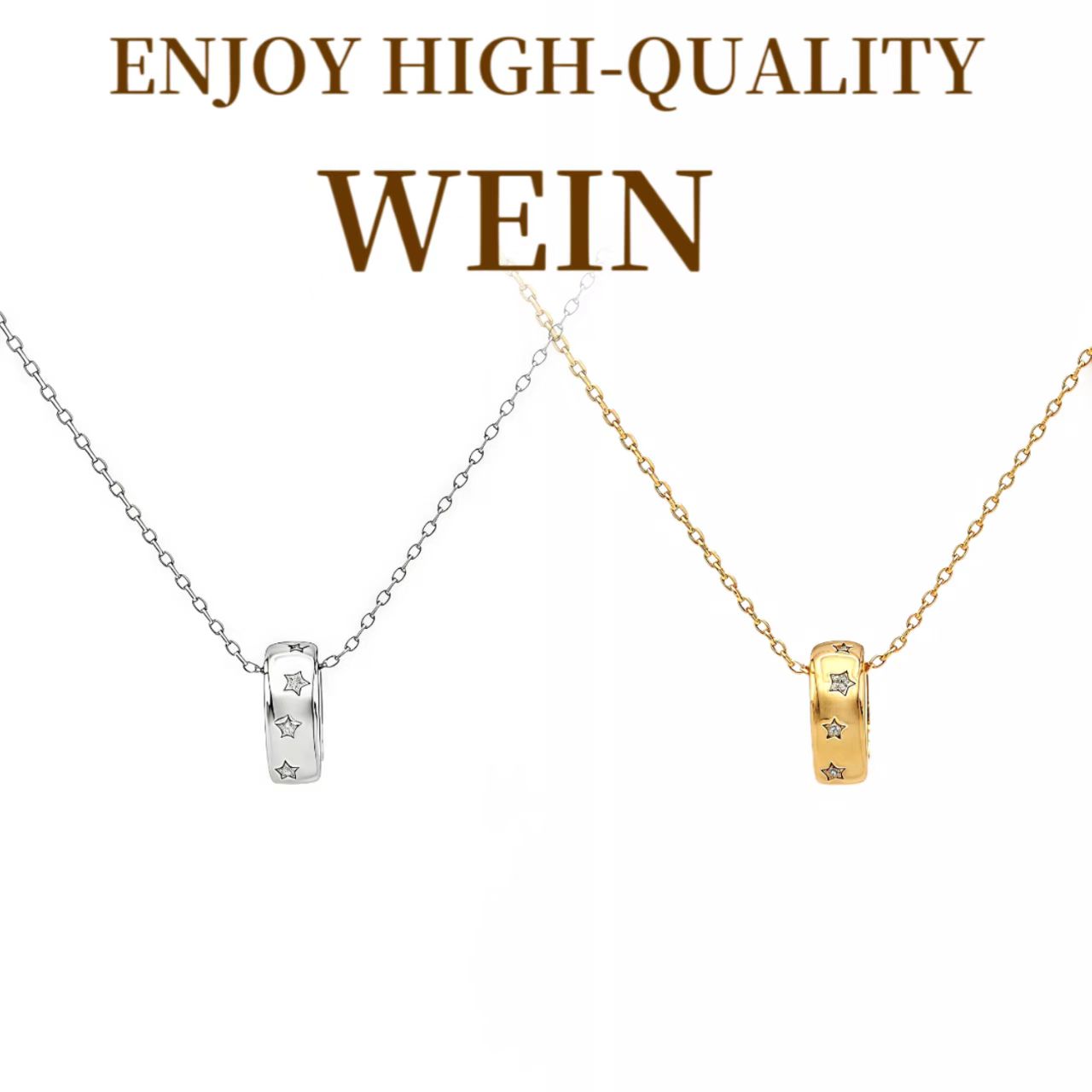 WEIN 铜合金项链 金色星星锆石坠链银色轻奢气质时尚百搭镶嵌经典