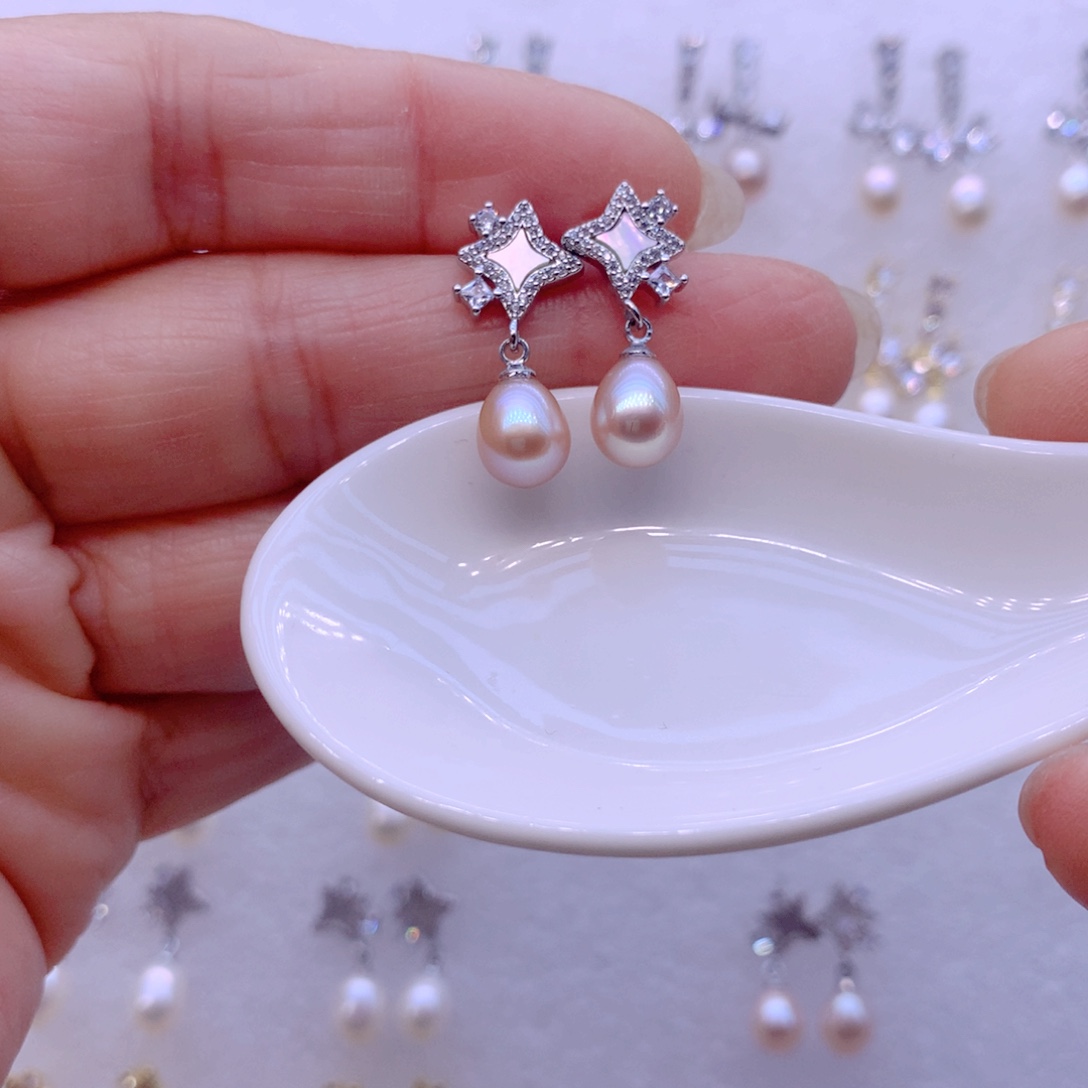 耳饰合金淡水珍珠