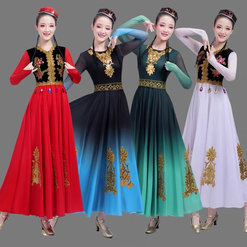 服装大摆裙舞蹈服连衣裙新疆舞练功服舞台藏族舞维族
