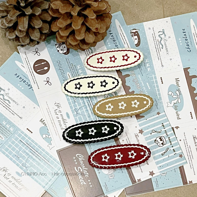 甜美可爱波浪边椭圆星星发夹侧边刘海夹发卡后脑勺碎发鸭嘴夹发饰